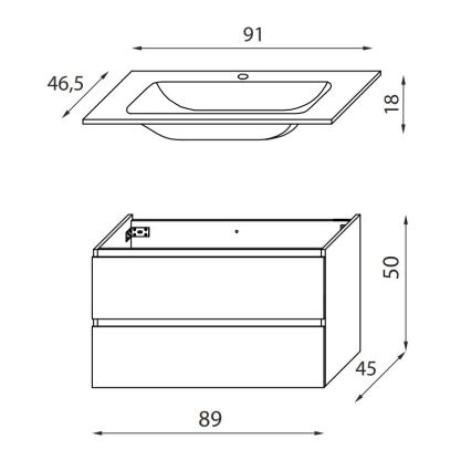 Kúpeľňová skrinka s umývadlom HENRY 91 cm biela