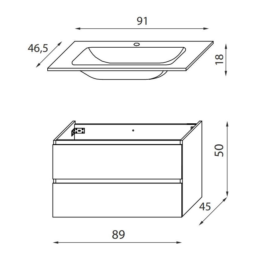 Kúpeľňová skrinka s umývadlom HENRY 91 cm, orech