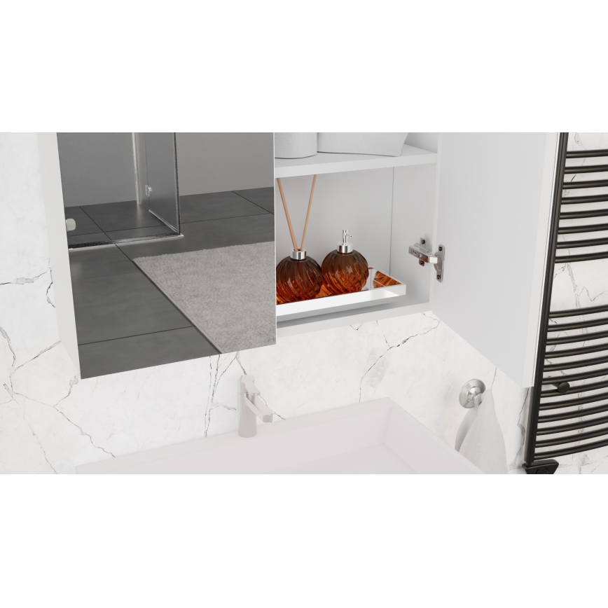 Kúpeľňová skrinka s umývadlom KATE + zrkadlová skrinka + závesná skrinka biela