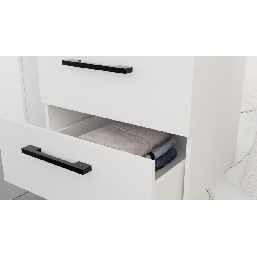 Kúpeľňová skrinka s umývadlom KATE + zrkadlová skrinka + závesná skrinka biela