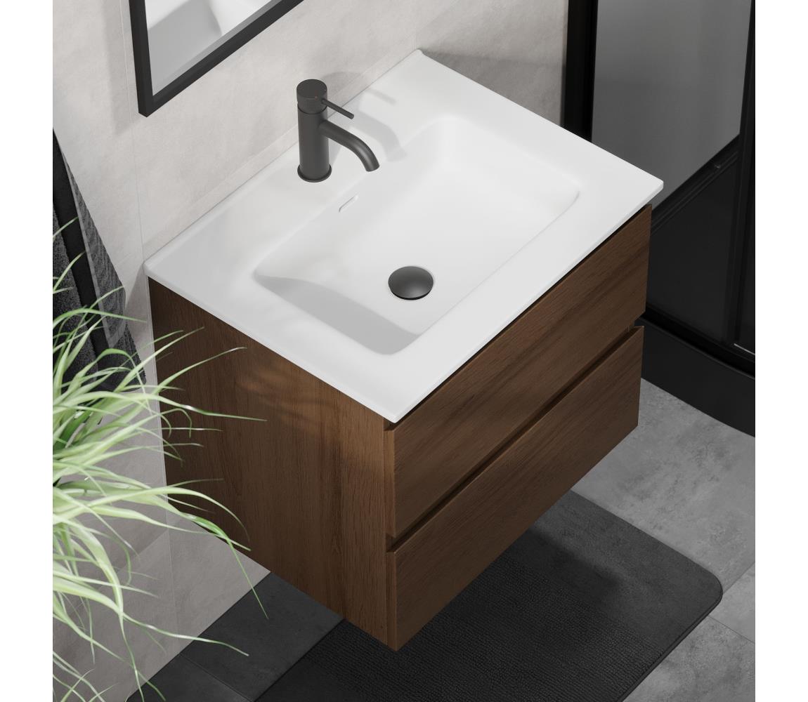 BATH DELUXE Kúpeľňová skrinka s umývadlom KENWOOD 61 cm orech/biela BT0095+BT0127