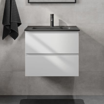 Kúpeľňová skrinka s umývadlom KENWOOD 61x52x45 cm biela/čierna