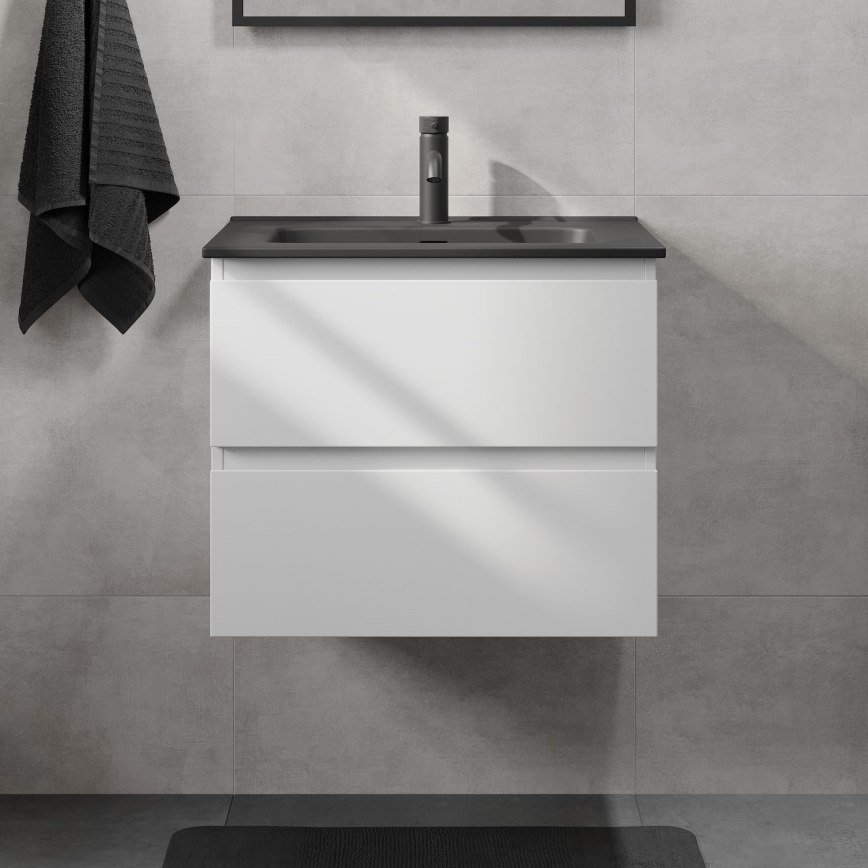 Kúpeľňová skrinka s umývadlom KENWOOD 61x52x45 cm biela/čierna