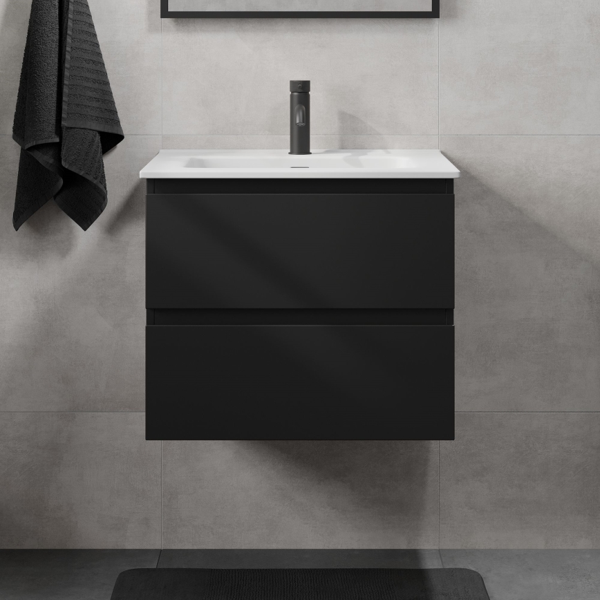 Kúpeľňová skrinka s umývadlom KENWOOD 61x52x47 cm čierna/biela