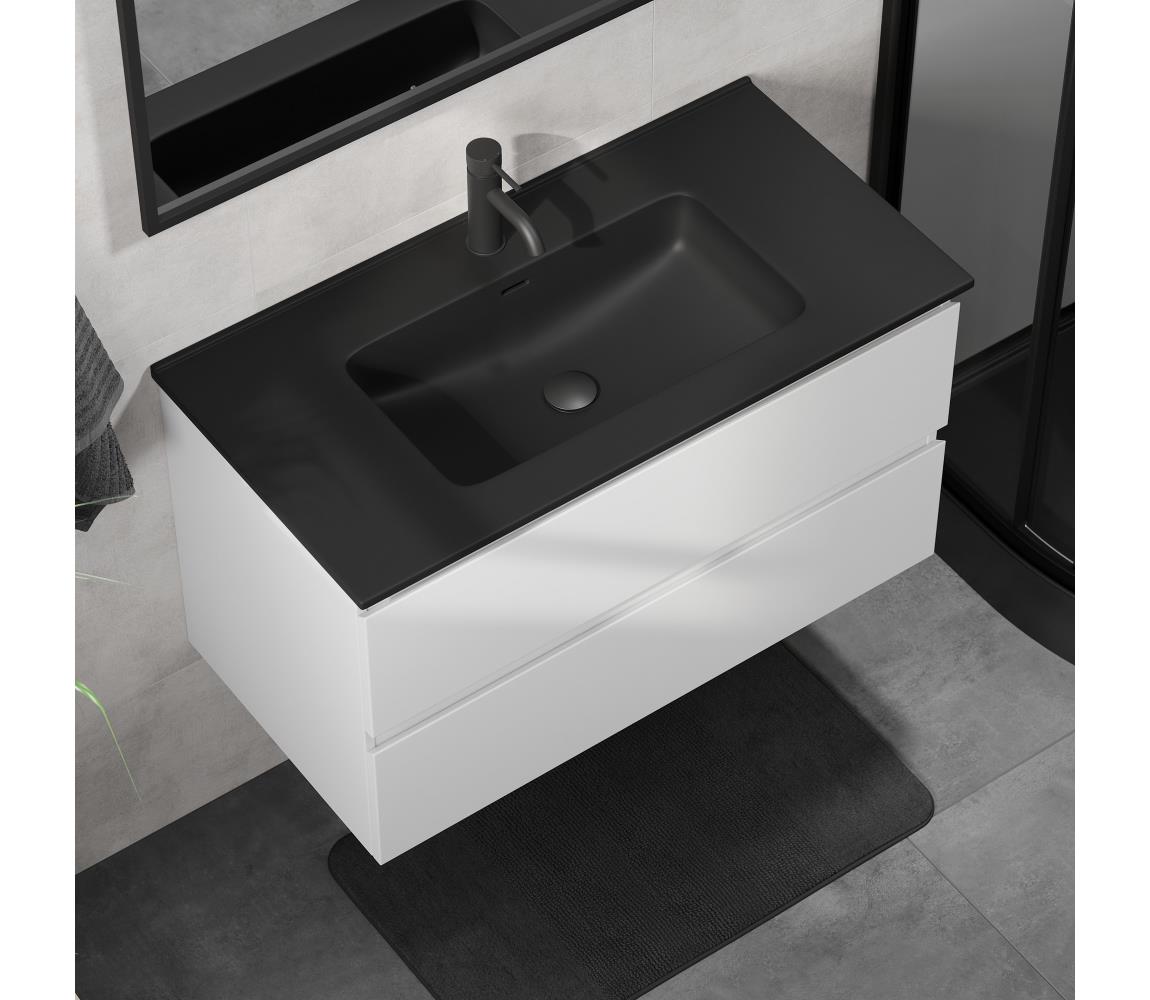 BATH DELUXE Kúpeľňová skrinka s umývadlom KENWOOD, 91 cm, biela/čierna BT0121+BT0229