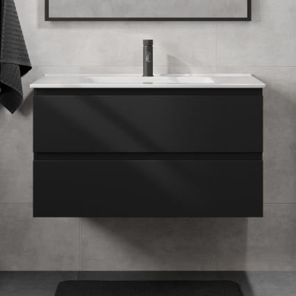 Kúpeľňová skrinka s umývadlom KENWOOD 91 cm čierna/biela