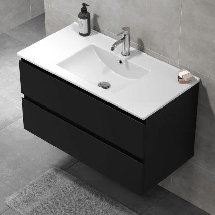 Kúpeľňová skrinka s umývadlom KENWOOD 91 cm čierna
