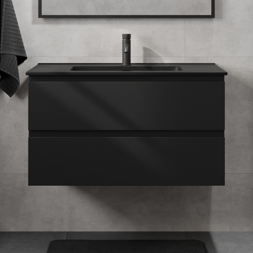 Kúpeľňová skrinka s umývadlom KENWOOD 91 cm, čierna