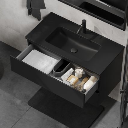 Kúpeľňová skrinka s umývadlom KENWOOD 91 cm, čierna