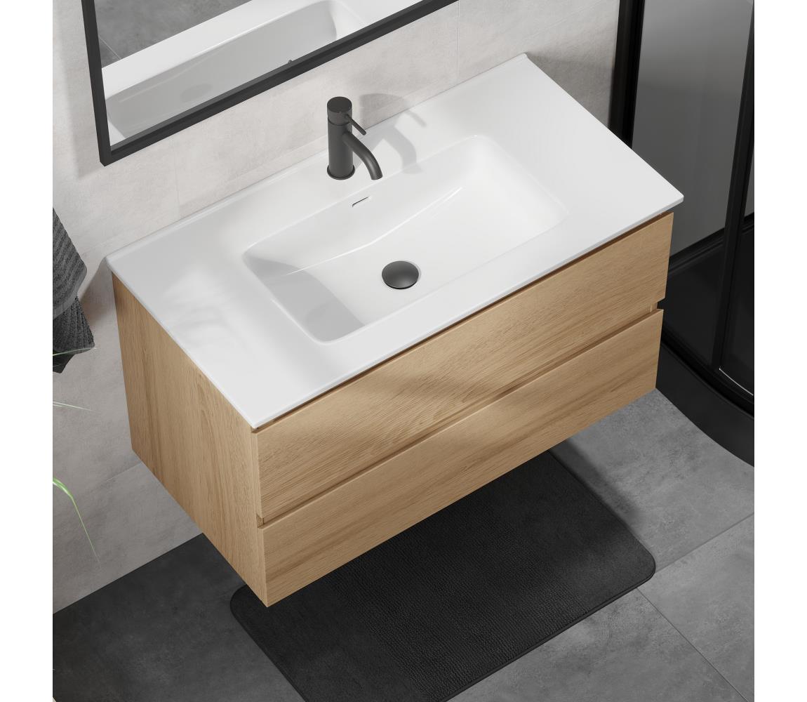BATH DELUXE Kúpeľňová skrinka s umývadlom KENWOOD 91 cm dub/biela BT0125+BT0230