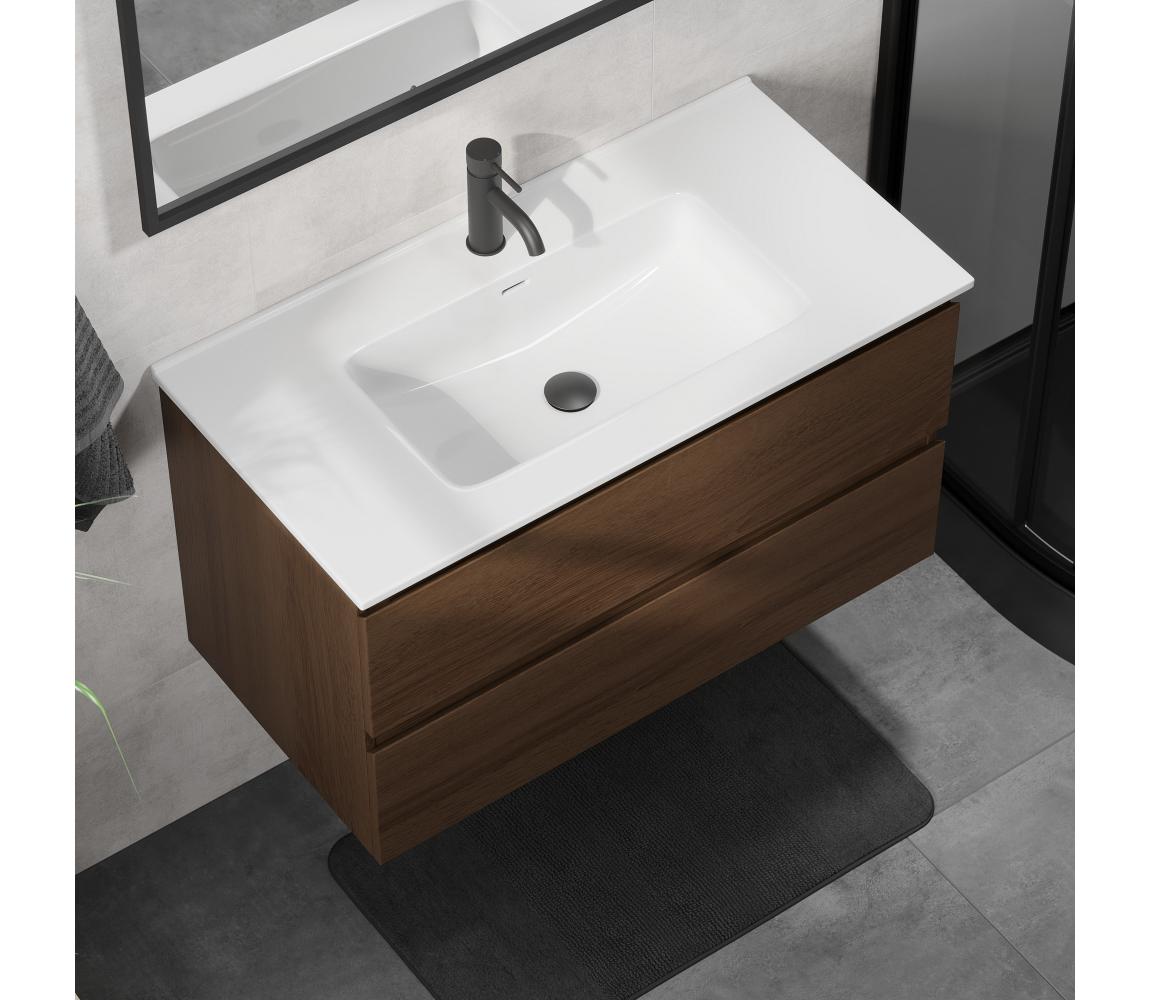 BATH DELUXE Kúpeľňová skrinka s umývadlom KENWOOD 91 cm orech/biela BT0124+BT0230