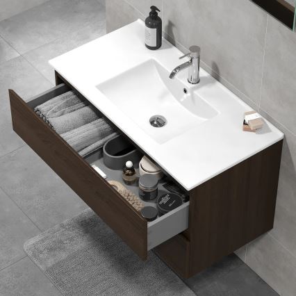 Kúpeľňová skrinka s umývadlom KENWOOD 91x50x47 cm orech