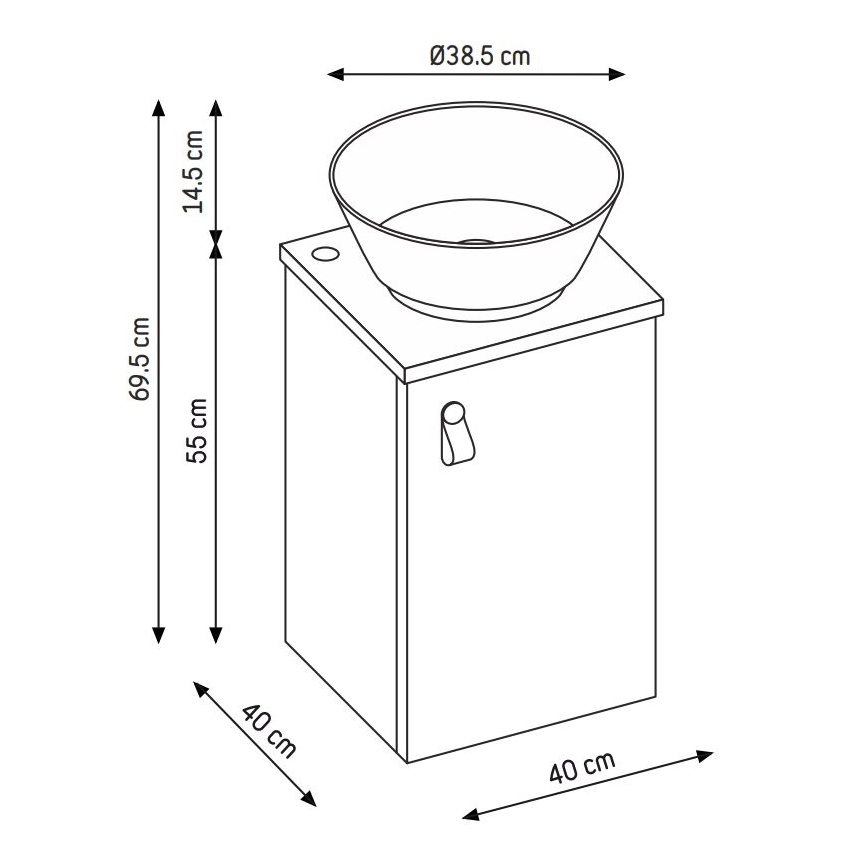 Kúpeľňová skrinka s umývadlom TAARNHOLM čierna