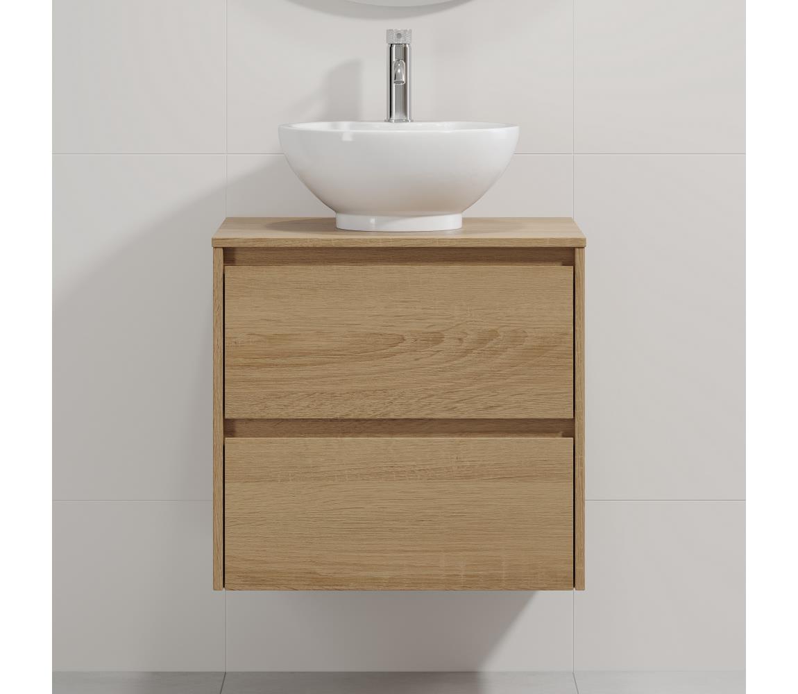 BATH DELUXE Kúpeľňová skrinka s umývadlom TRONDHEIM/DRAMMEN 60x57x46 cm dub/biela BT0167+BT0149