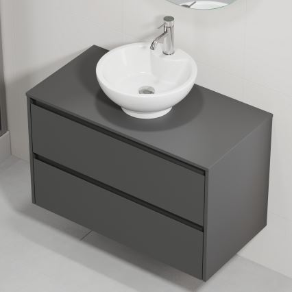 Kúpeľňová skrinka s umývadlom TRONDHEIM/DRAMMEN 90x57x46 cm antracit/biela