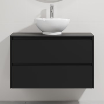 Kúpeľňová skrinka s umývadlom TRONDHEIM/DRAMMEN 90x57x46 cm čierna/biela