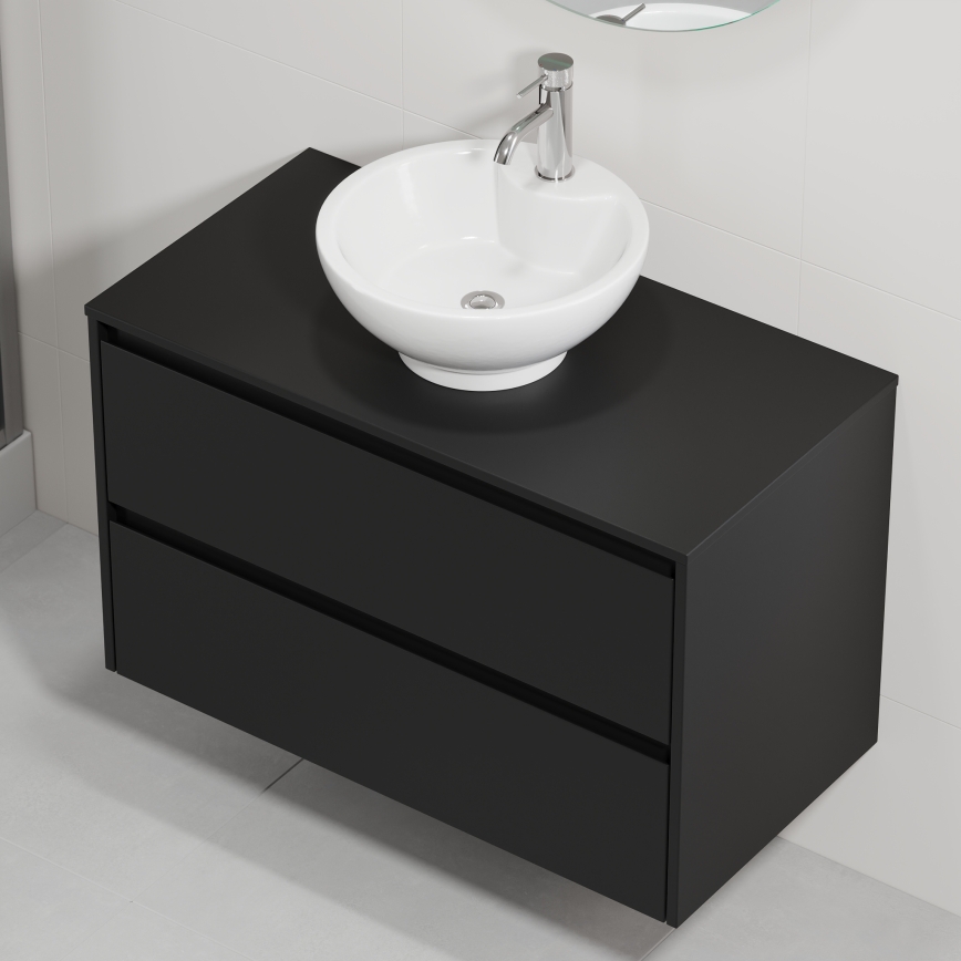 Kúpeľňová skrinka s umývadlom TRONDHEIM/DRAMMEN 90x57x46 cm čierna/biela