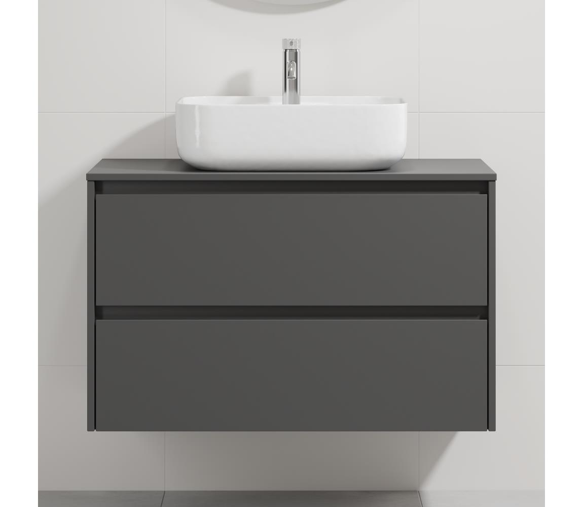 BATH DELUXE Kúpeľňová skrinka s umývadlom TRONDHEIM/KRISTIANSAND 90x57x46 cm antracit/biela BT0168+BT0152