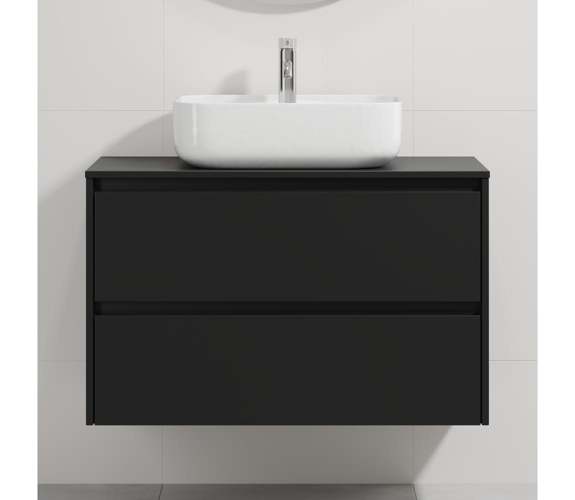 BATH DELUXE Kúpeľňová skrinka s umývadlom TRONDHEIM/KRISTIANSAND 90x57x46 cm čierna/biela BT0168+BT0151
