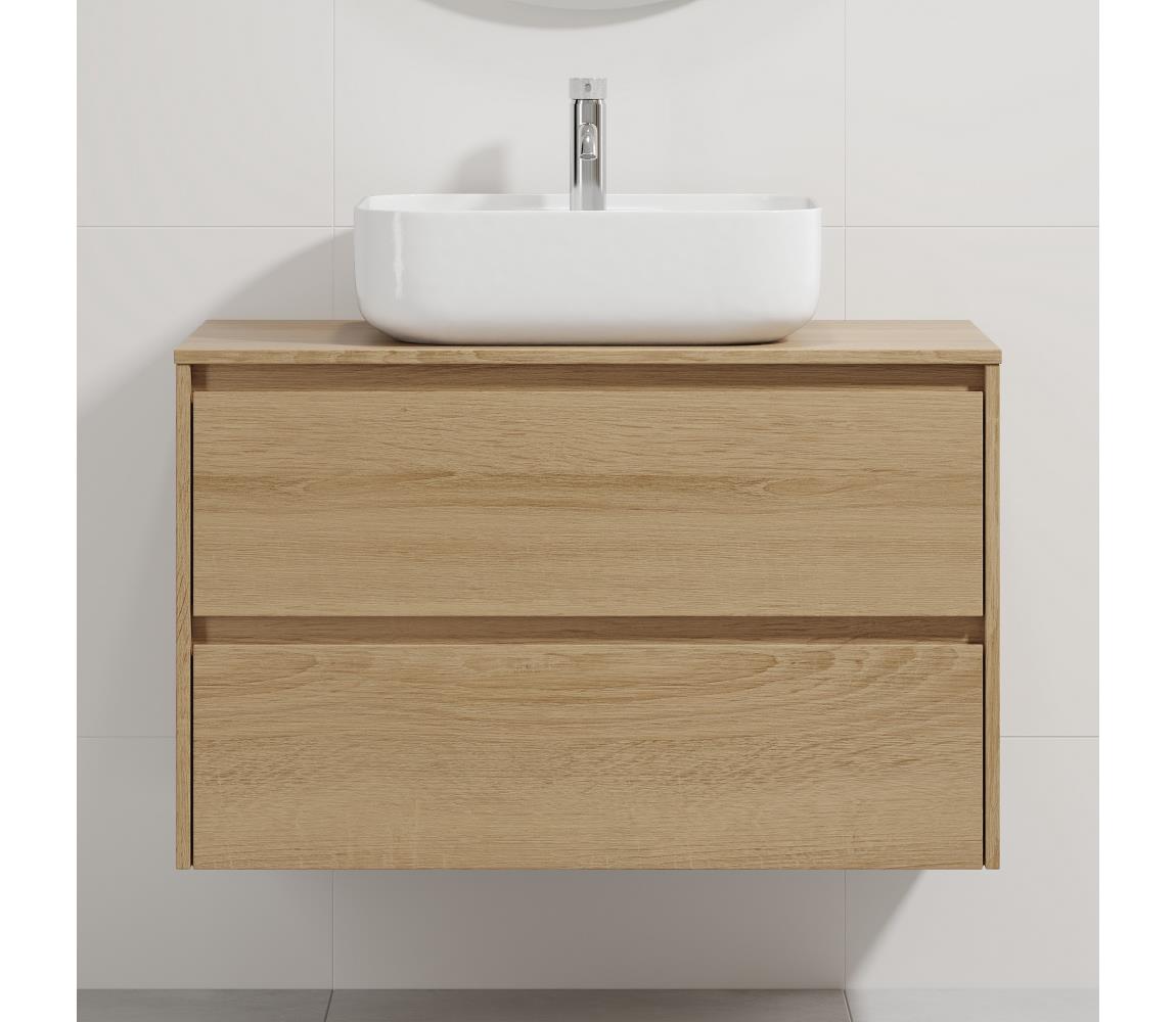 BATH DELUXE Kúpeľňová skrinka s umývadlom TRONDHEIM/KRISTIANSAND 90x57x46 cm dub/biela BT0168+BT0154