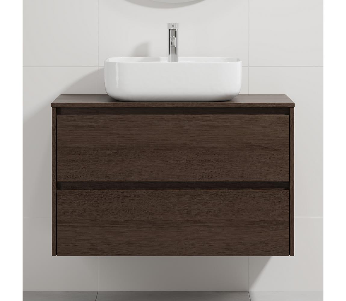BATH DELUXE Kúpeľňová skrinka s umývadlom TRONDHEIM/KRISTIANSAND 90x57x46 cm orech/biela BT0168+BT0153