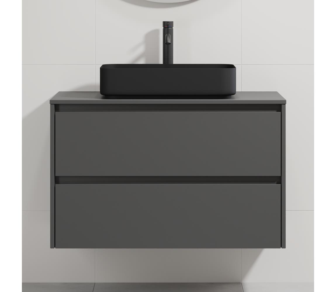 BATH DELUXE Kúpeľňová skrinka s umývadlom TRONDHEIM/LJORDAL 90x57x46 cm antracit/čierna BT0170+BT0152