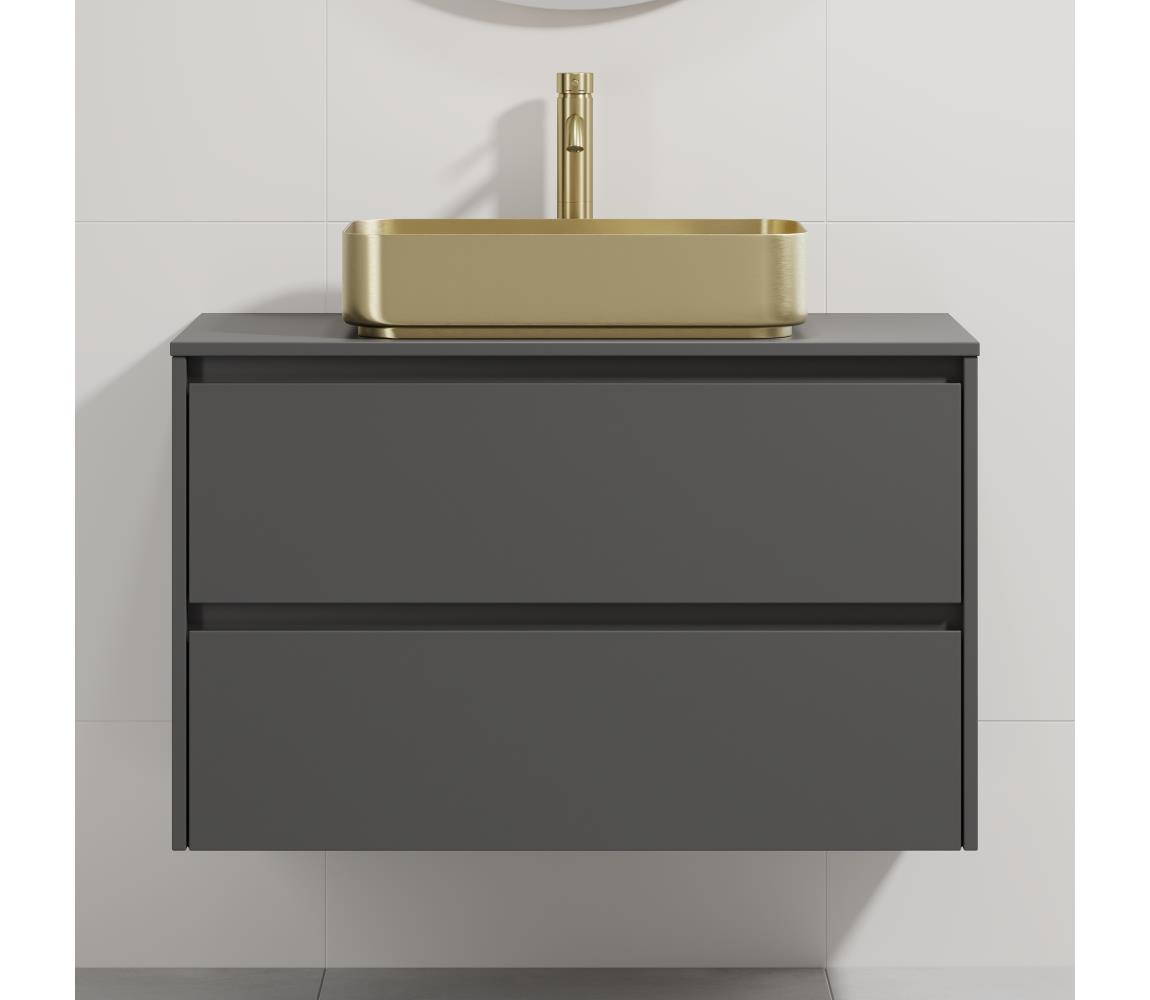 BATH DELUXE Kúpeľňová skrinka s umývadlom TRONDHEIM/LJORDAL 90x57x46 cm antracit/mosadz BT0171+BT0152