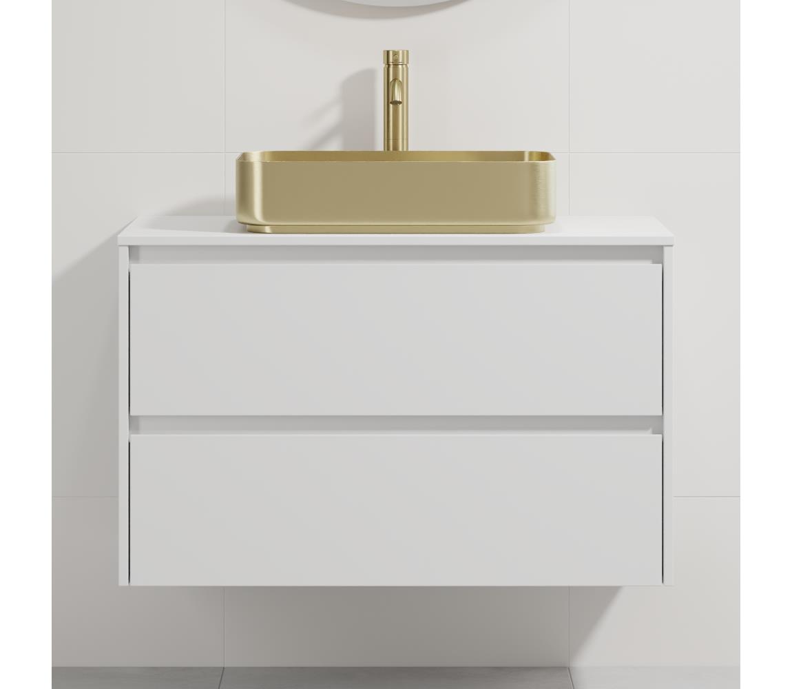 BATH DELUXE Kúpeľňová skrinka s umývadlom TRONDHEIM/LJORDAL 90x57x46 cm biela/mosadz BT0171+BT0150