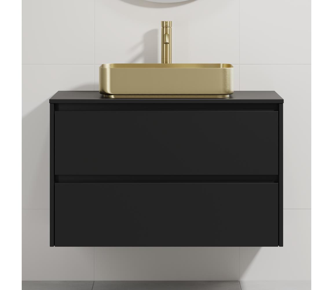 BATH DELUXE Kúpeľňová skrinka s umývadlom TRONDHEIM/LJORDAL 90x57x46 cm čierna/mosadz BT0171+BT0151