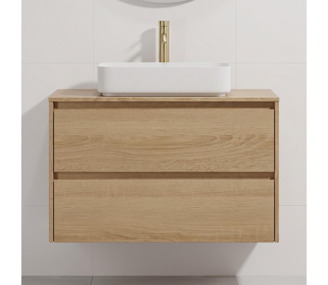 BATH DELUXE Kúpeľňová skrinka s umývadlom TRONDHEIM/LJORDAL 90x57x46 cm dub/biela BT0169+BT0154