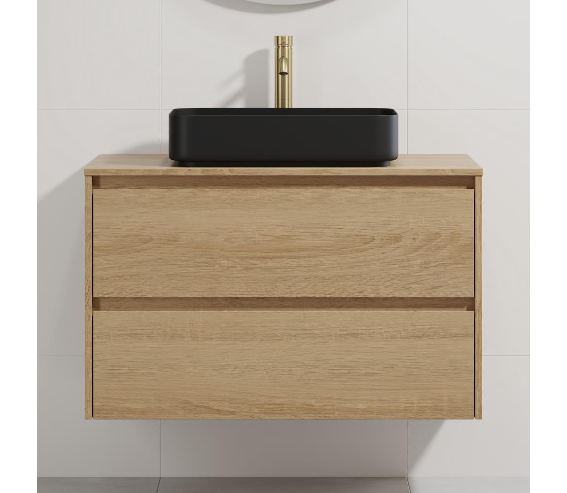 BATH DELUXE Kúpeľňová skrinka s umývadlom TRONDHEIM/LJORDAL 90x57x46 cm dub/čierna BT0170+BT0154