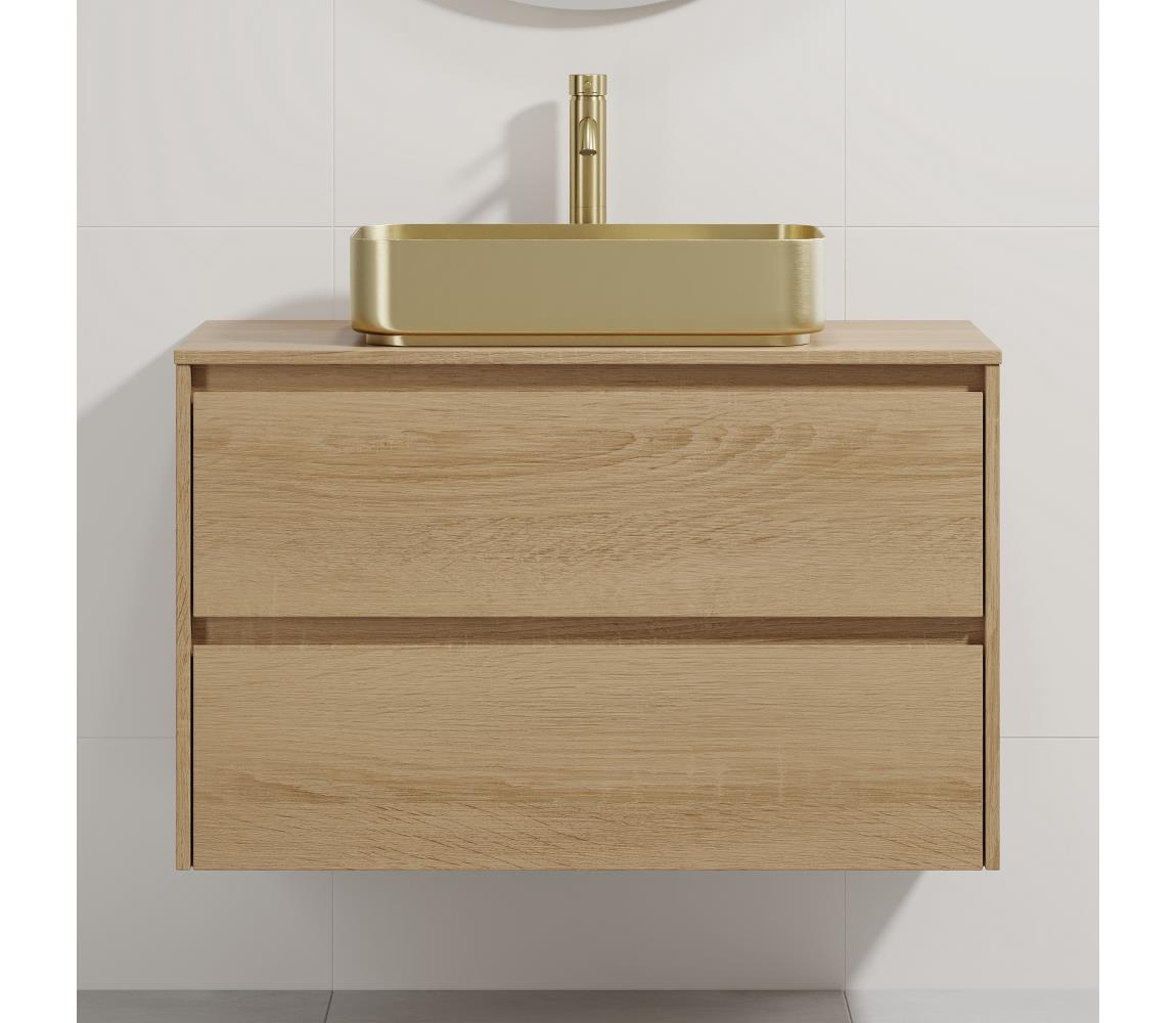BATH DELUXE Kúpeľňová skrinka s umývadlom TRONDHEIM/LJORDAL 90x57x46 cm dub/mosadz BT0171+BT0154