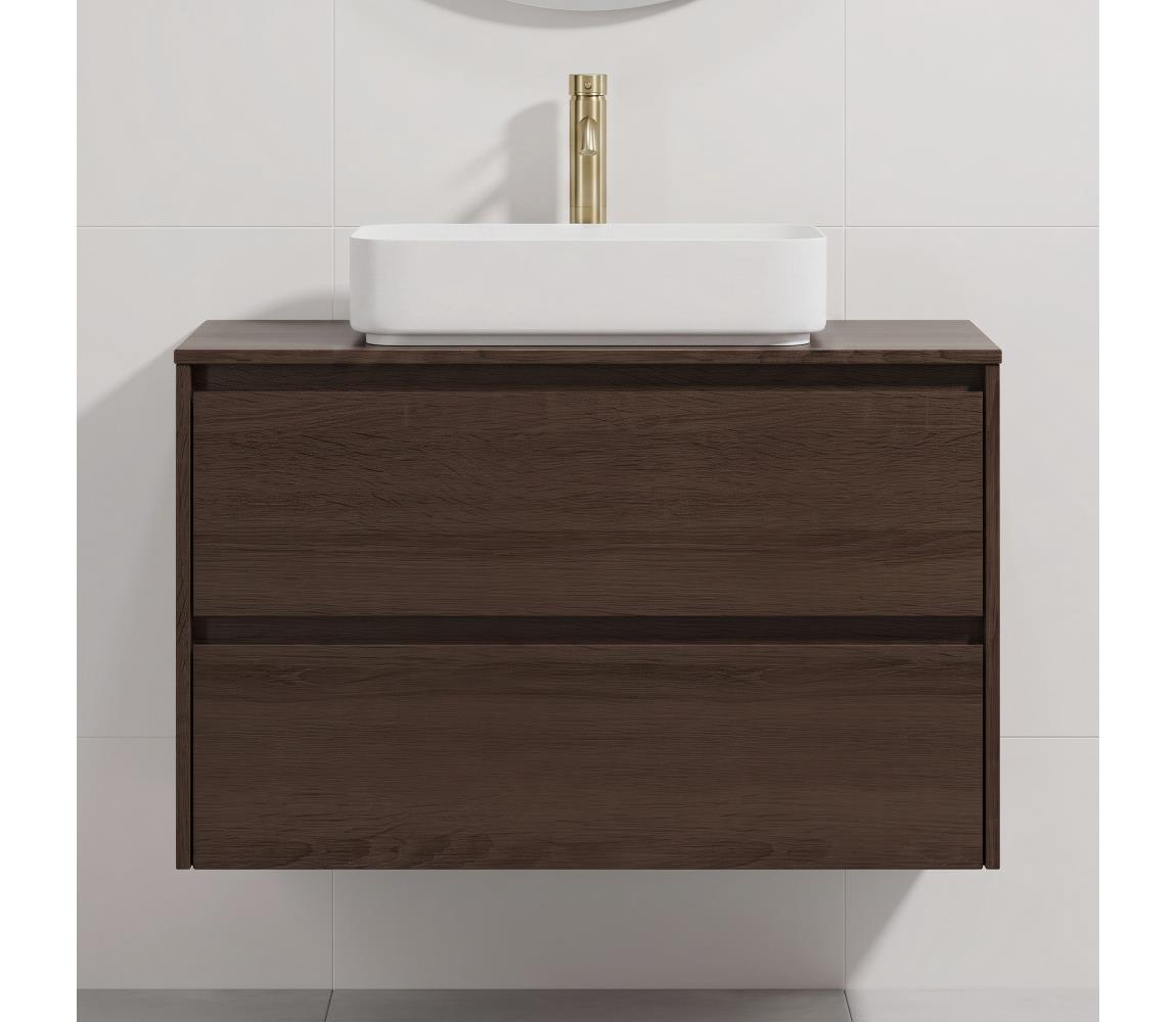 BATH DELUXE Kúpeľňová skrinka s umývadlom TRONDHEIM/LJORDAL 90x57x46 cm orech/biela BT0169+BT0153