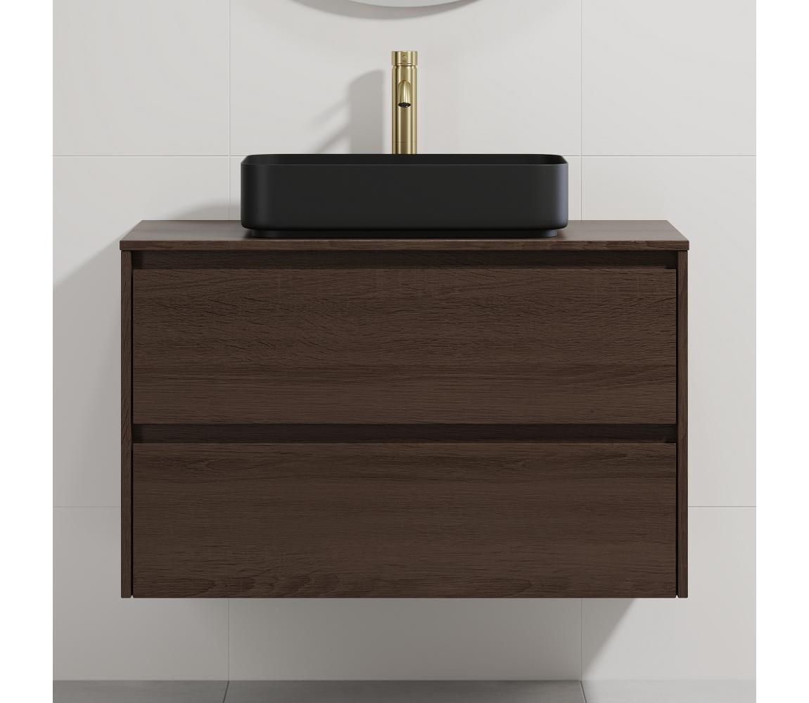 BATH DELUXE Kúpeľňová skrinka s umývadlom TRONDHEIM/LJORDAL 90x57x46 cm orech/čierna BT0170+BT0153