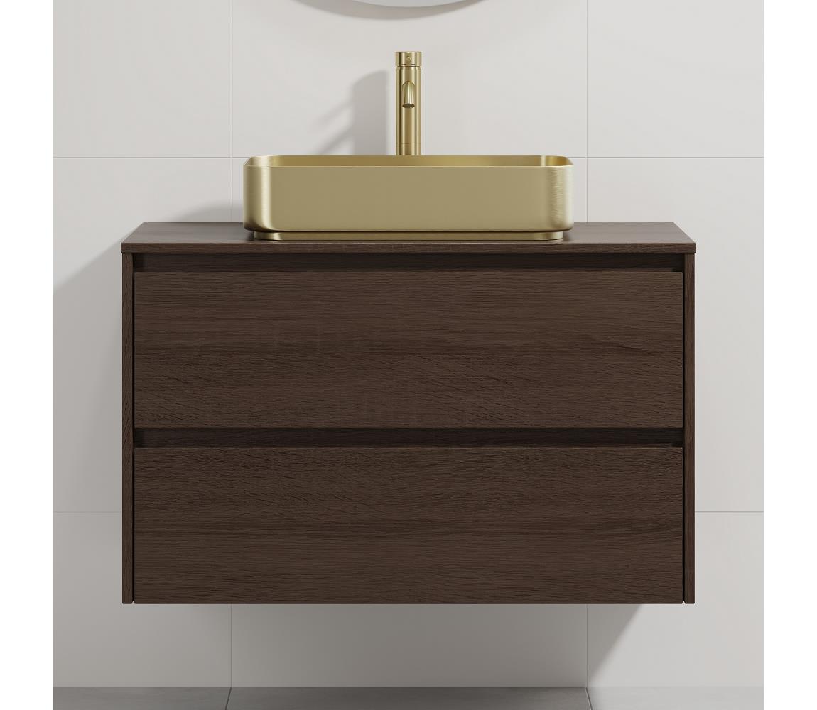 BATH DELUXE Kúpeľňová skrinka s umývadlom TRONDHEIM/LJORDAL 90x57x46 cm orech/mosadz BT0171+BT0153