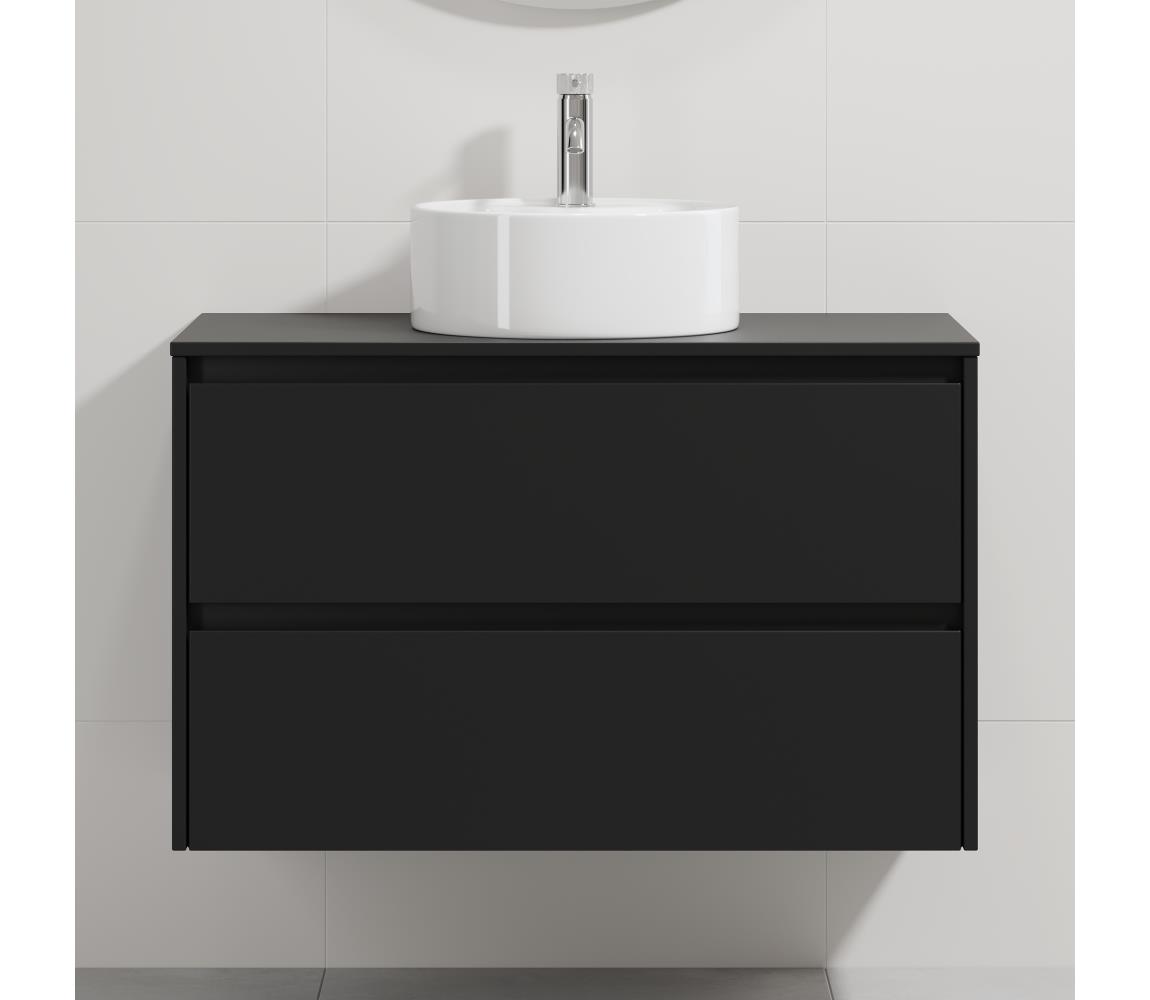 BATH DELUXE Kúpeľňová skrinka s umývadlom TRONDHEIM/VIKEDAL 90x57x46 cm čierna/biela BT0160+BT0151