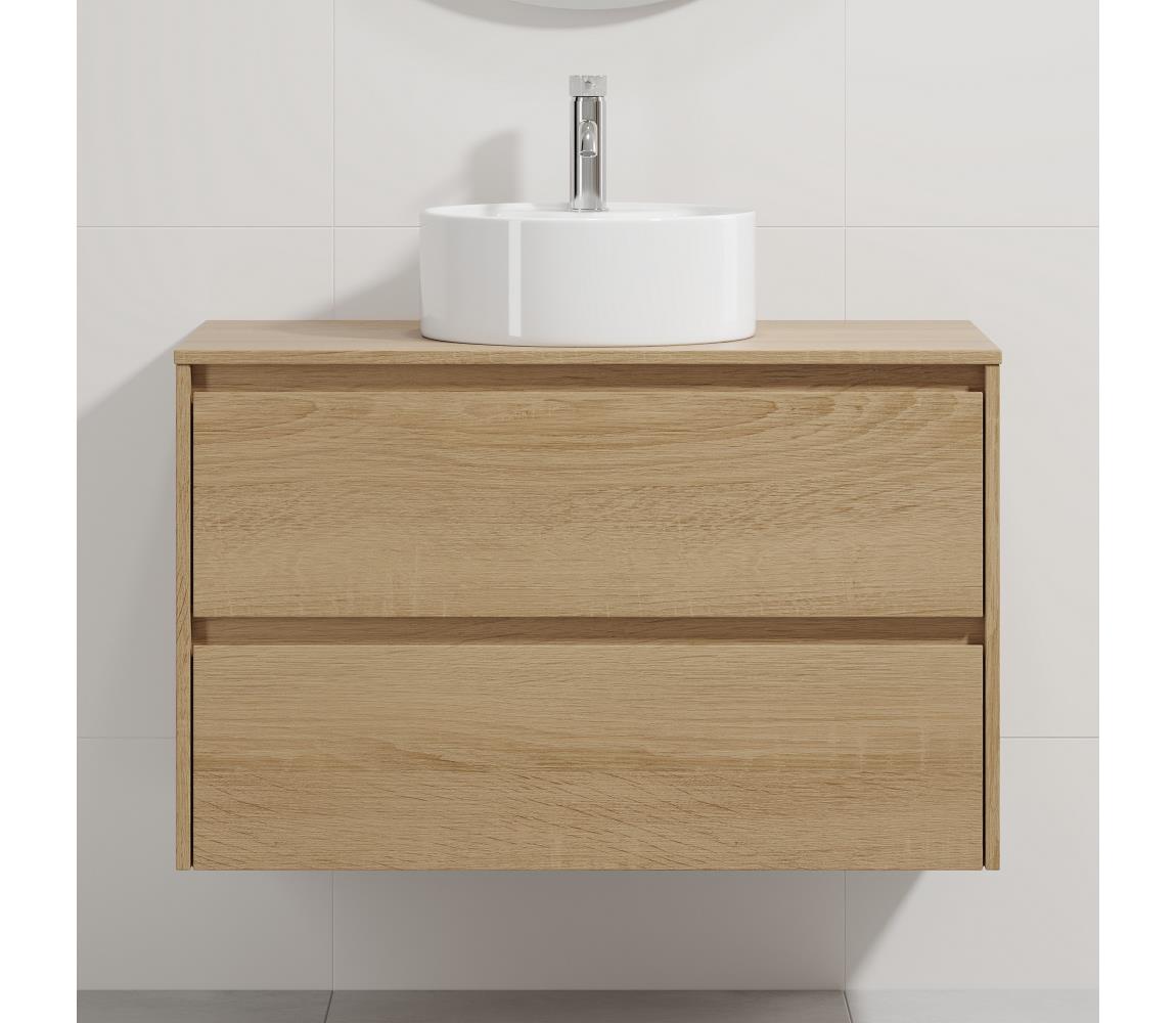 BATH DELUXE Kúpeľňová skrinka s umývadlom TRONDHEIM/VIKEDAL 90x57x46 cm dub/biela BT0160+BT0154
