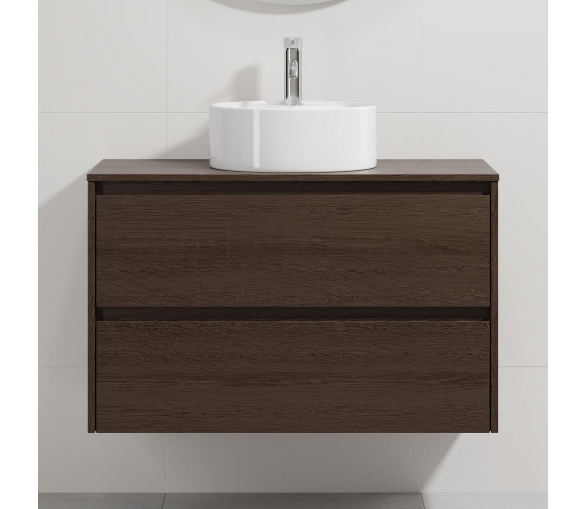BATH DELUXE Kúpeľňová skrinka s umývadlom TRONDHEIM/VIKEDAL 90x57x46 cm orech/biela BT0160+BT0153