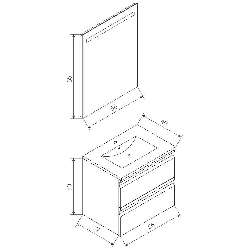 Kúpeľňová skrinka s umývadlom VEDO + LED zrkadlo LED/10W/230V IP44 čierna