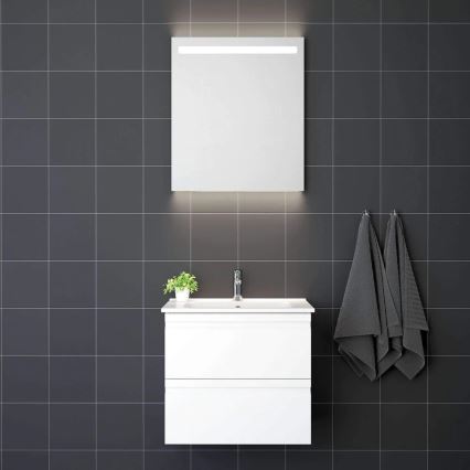Kúpeľňová skrinka s umývadlom VIGO + LED nástenné zrkadlo s podsvietením LED/10W/230V IP44 biela