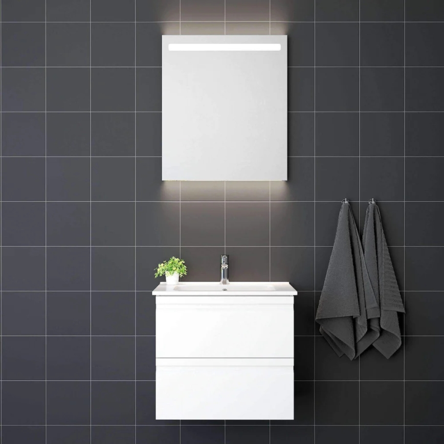Kúpeľňová skrinka s umývadlom VIGO + LED nástenné zrkadlo s podsvietením LED/10W/230V IP44 biela
