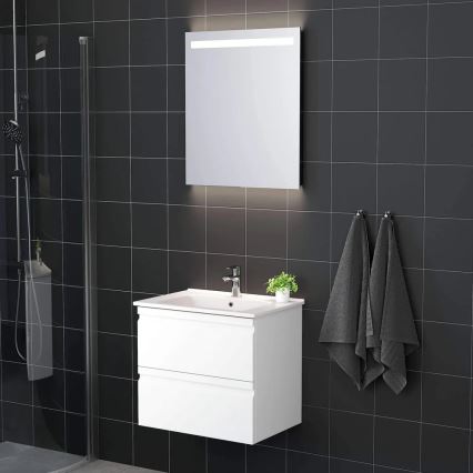 Kúpeľňová skrinka s umývadlom VIGO + LED nástenné zrkadlo s podsvietením LED/10W/230V IP44 biela