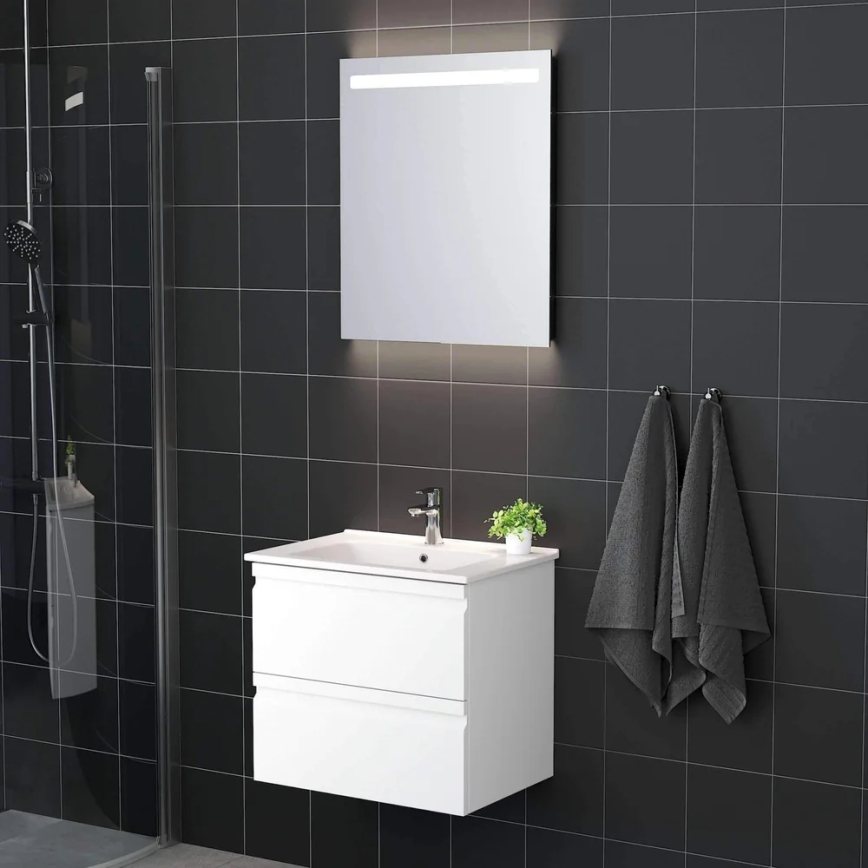 Kúpeľňová skrinka s umývadlom VIGO + LED nástenné zrkadlo s podsvietením LED/10W/230V IP44 biela