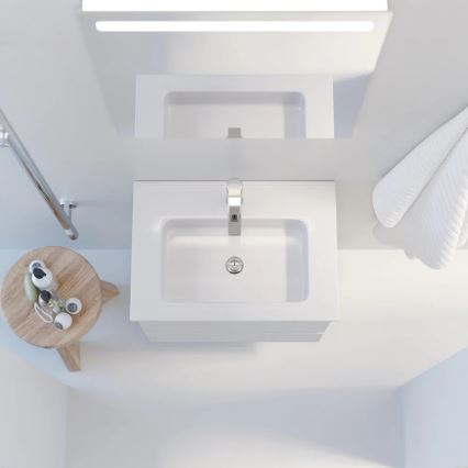 Kúpeľňová skrinka s umývadlom VIGO + LED nástenné zrkadlo s podsvietením LED/10W/230V IP44 biela