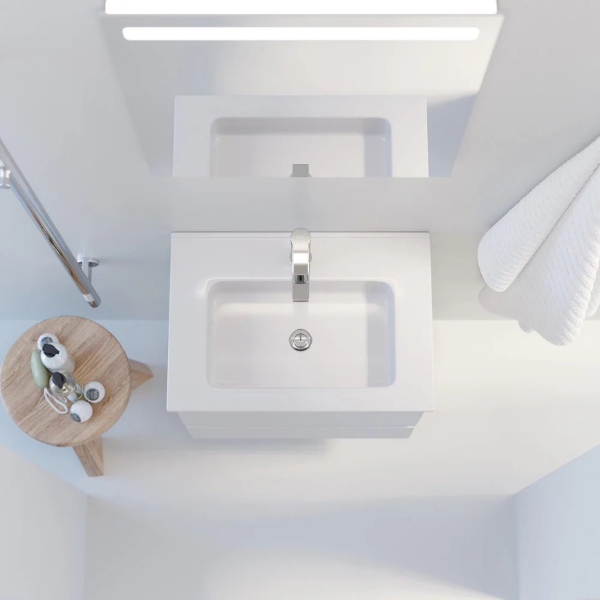 Kúpeľňová skrinka s umývadlom VIGO + LED nástenné zrkadlo s podsvietením LED/10W/230V IP44 biela