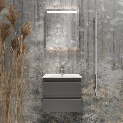 Kúpeľňová skrinka s umývadlom VIGO + LED nástenné zrkadlo s podsvietením LED/10W/230V IP44 sivá
