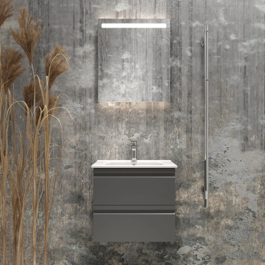 Kúpeľňová skrinka s umývadlom VIGO + LED nástenné zrkadlo s podsvietením LED/10W/230V IP44 sivá