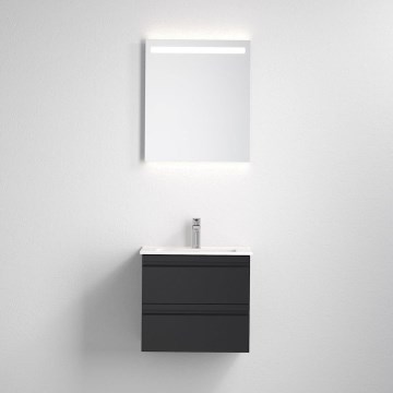 Kúpeľňová skrinka s umývadlom VIGO + nástenné LED zrkadlo s podsvietením LED/10W/230V IP44 v čiernom prevedení