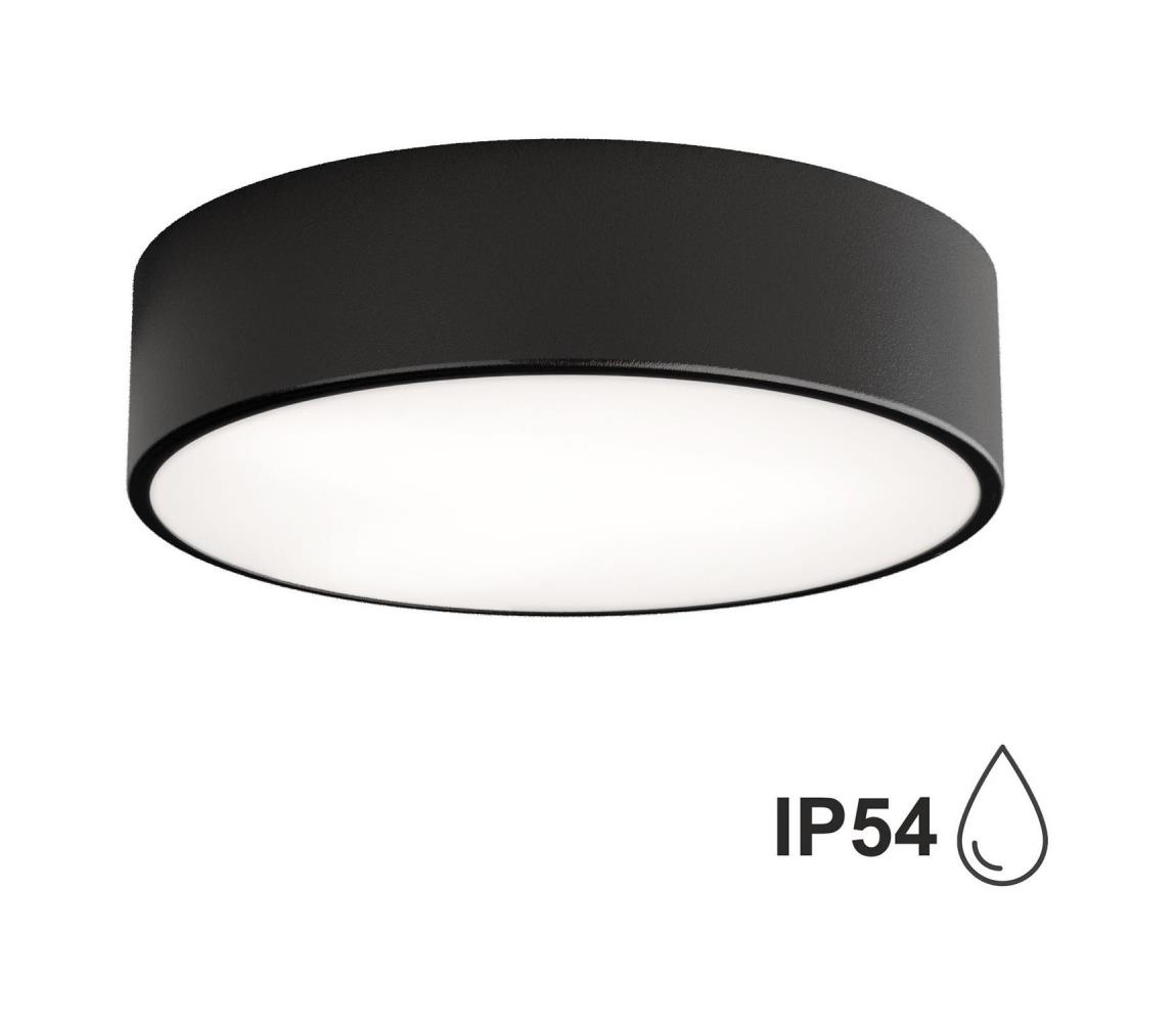 Kúpeľňové stropné svietidlo CLEO so snímačom, 2×E27, 24 W, 230 V, priemer 30 cm, čierne, IP54 5907623600110