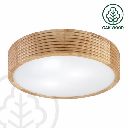Kúpeľňové stropné svietidlo LINARO 3xE27/15W/230V IP54 dubový, priemer 37 cm